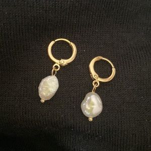 Gold Plated Freshwater Pearl Drop Earrings